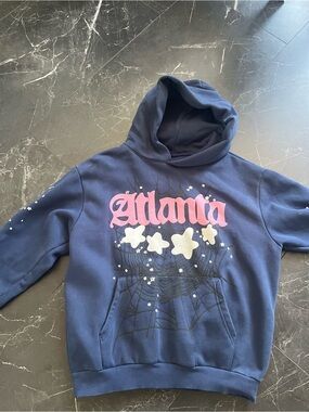 Navy blue atlanta sp5der hoodie size M in men’s slightly used